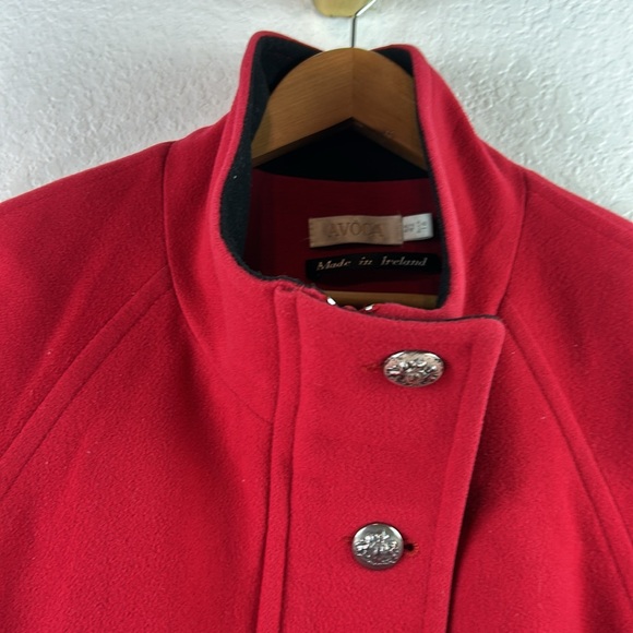 Avoca Coat Ireland Wool Cashmere Blend red & black 16 - Picture 2 of 8